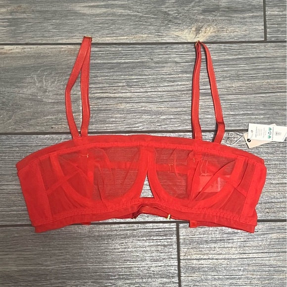 NWT We are HAH Free People Wired Bra 30-38B 30B 32B 34B 36B 38B Blood Orange Red - Picture 2 of 14